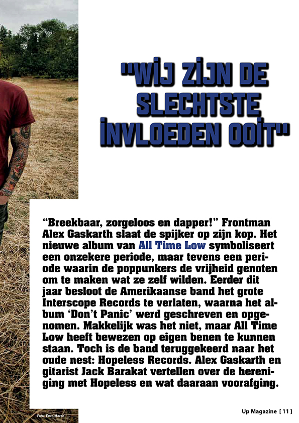 ALL TIME LOW - UP MAGAZINE (BELGIUM)